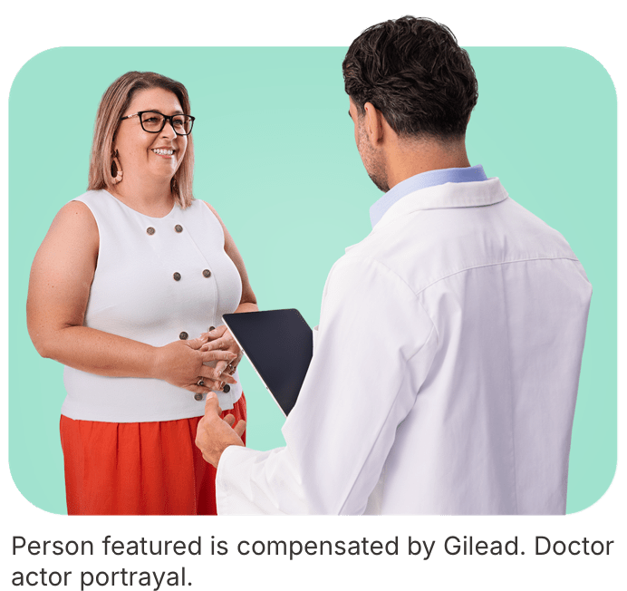 Patient having a discussion with their healthcare provider. Actor portrayals.