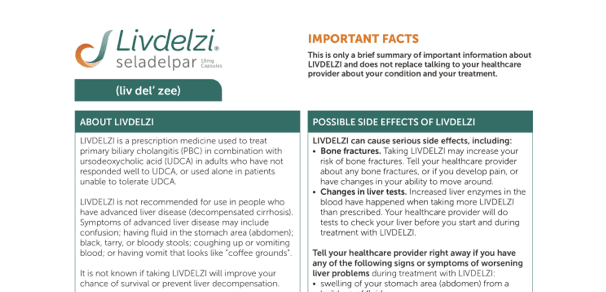 Important Facts about LIVDELZI® (seladelpar) treatment